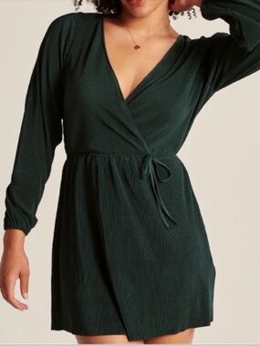 Abercrombie & Fitch Forest Green Wrap Mini Dress